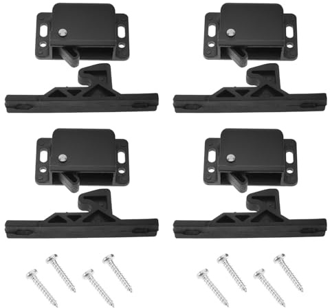 SHINEOFI Set 4 Chiusure a Scatto per Mobili Camper, Chiusura per Mobiletto con Pulsante Laterale, Serratura a Scrocco Salvaspazio per Porte Interne di Rimorchi e Armadi