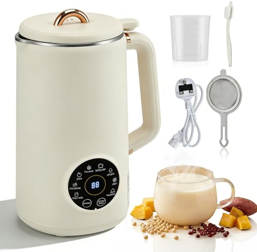SowluZity 8-in-1 Nut Milk Maker 1000ml, Soy Milk Maker Machine with Auto Clean 12H Preset Keep Warm Boil Water, Multifunctional Automatic Plant Milk Maker for Almond Oat Coconut Rice Corn Juice
