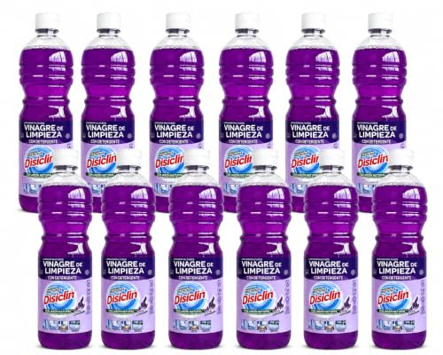 Disclin Limpiador Multiusos con Vinagre y Detergente Lavanda 1 L | Pack de 12 Unidades | RASMACOR