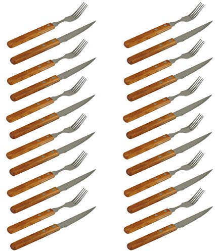 Steakbesteck Pizzabesteck mit Holzgriff - 24 tlg.