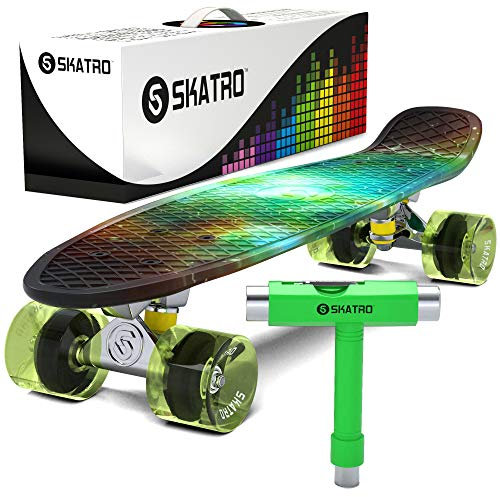 Skatro - Mini Cruiser Skateboard 55,9 x 15,2 cm Retro-Stil Kunststoffbrett Wird komplett geliefert