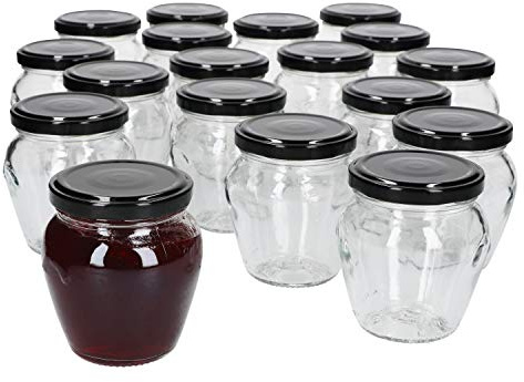 MamboCat 20er Set Marmeladengläser Orcio 212 ml I Vielseitige Twist Off Gläser zum Befüllen I Einmachgläser für Obst Konfitüre Gelee Antipasti uvm I Schöne Schraubgläser mit Deckel TO 63 Schwarz