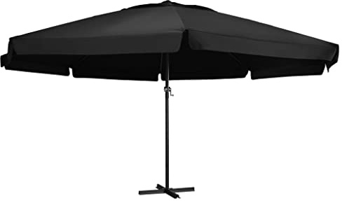vidaXL Sonnenschirm mit Aluminium-Mast Kurbelsystem Ampelschirm Marktschirm Gartenschirm Balkonschirm Terrassenschirm Schirm 500cm Schwarz