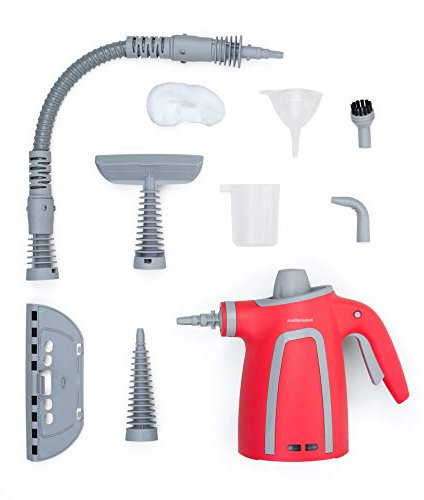Mellerware - Nettoyeur à vapeur Fush! | Nettoyeur à Main Portable | 1050W | Multifonctions | Réservoir 380mL | 9 accessoires pour la maison, la salle de bain, la cuisine, tapis, moquettes | Rouge