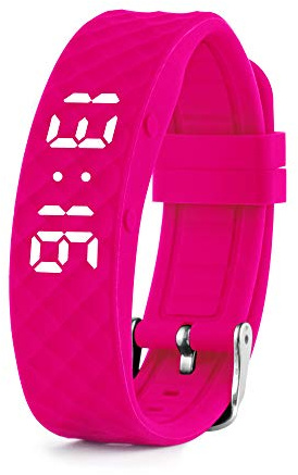 TabTime Montre de Rappel d’Alarme vibrante (Instructions en français) - jusqu'à 10 alarmes personnelles ou rappels de Pilule par Jour (Rose, Petite)