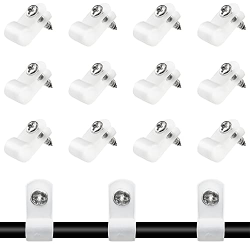 Rierdge 50 Pcs 3/8 Inch R-Type Clip Clamp, Nylon P-Type Mounting Clips, Cable Clip Wire Clamp for Wire Management, Stainless Steel Screws Included