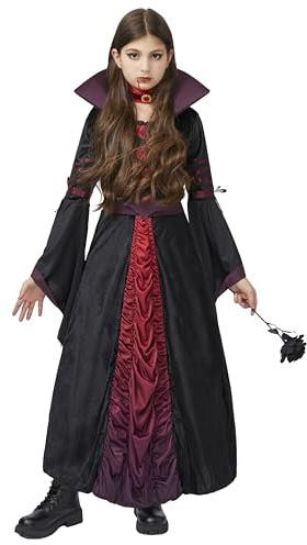 Spooktacular Creations halloween flickor kunglig vampyrkostym för barn och flickor, gotisk drottning halloween utklädnad för fest, Svart, Medium (8-10yr)