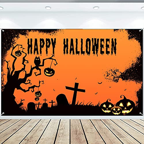 Yi'antai Halloween Banner, Halloween Party Deko Happy Halloween Hintergrund für Mach EIN Foto, Wall Decor Large Stoff 180 * 110cm
