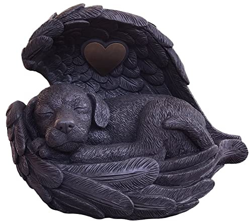 Monello Hundeurne für große Hunde bis 30 kg – 1,75 ltr. – Engelsflügel Design – personalisierbar mit Gravur – Tierurne für Zuhause – Dunkelgrau