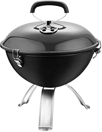 Habrur Holzkohlegrill Holzkohle Grill Tragbarer Holzkohlegrill-Edelstahl-runder Außengrill BBQ-Grill-Emaille-Ofen Für Das Kochen Von Picknick Picknickgrill Grill Holzkohle (Color : Black)
