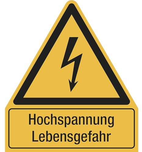 kaiserkraft | Kombischilder mit Text für Warnkennzeichen | Hochspannung Lebensgefahr | dreieckig | VE 10 Stk | Kunststoff | LxH 210 x 240 mm
