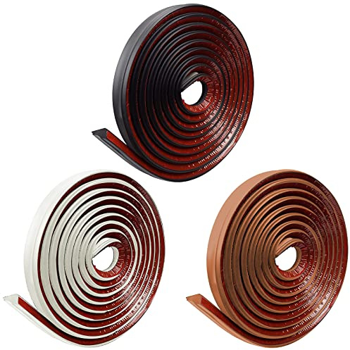 maxant Edging Trim Strip, Self Adhesive Flexible Skirting Board, PVC Trim Molding Trim, 5M Home Wall Inside Corner Decoration Caulk Strip, Tile Laminate Floor Beading Anti-Mold Skirting Board (Brown)