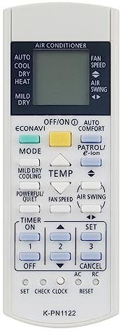 Universal Mando Aire Acondicionado Compatible con Panasonic KL-PN1128 K-PN1122 A75C2913 CWA75C2913 A75C3716 A75C3582 CWA75C3582 CS-PA18NKS CU-PA24NKS CS-A12DKA CU-PA18NKS CS-PA24NKS CU-A9DKA