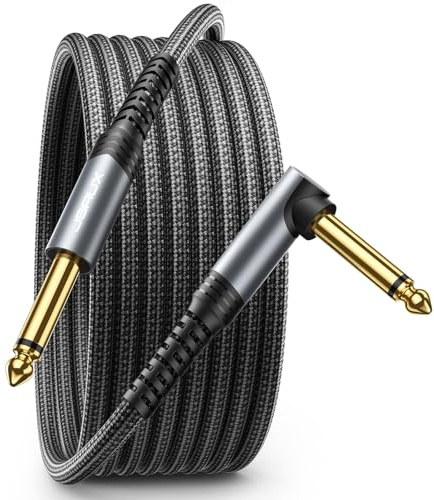 JSAUX Gitarrenkabel 2M, Rechtwinkliges Klinkenkabel 6.3 | Instrumentenkabel Kompatibel mit E Gitarre, Bass, Schlagzeug, Pedale, Verstärker, Mischpulte, Tuner, Lautsprecher, Akustik
