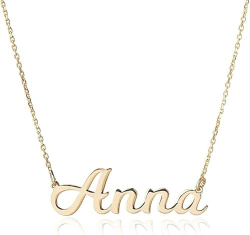 Sakrami Collana con Nome in Oro - Colore Oro Giallo 9KT Personalizzabile + Confezione regalo Personalizzata - Regalo Natale Compleanno Festa Della Mamma per Moglie Amiche Amica Anniversario