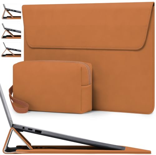 HYZUO 15 Zoll Laptophülle Tasche mit Verstellbarem Ständer, Braun | für MacBook Air 15 M5 A3448 M4 A3241 M3 A3114 M2 A2941 2026-2023, MacBook Pro 15, 15 Surface Laptop 7/6/5/4