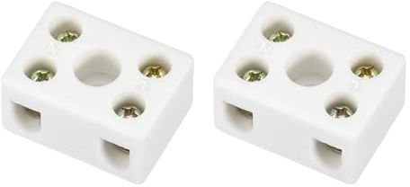 Rebower 2W5H Céramique Bornier Blocs Porcelaine Céramique Fil Connexion, [pour Puissance Distribution, Chauffage, Éclairage] - 29.2x21.2x15. 2mm /2 pcs