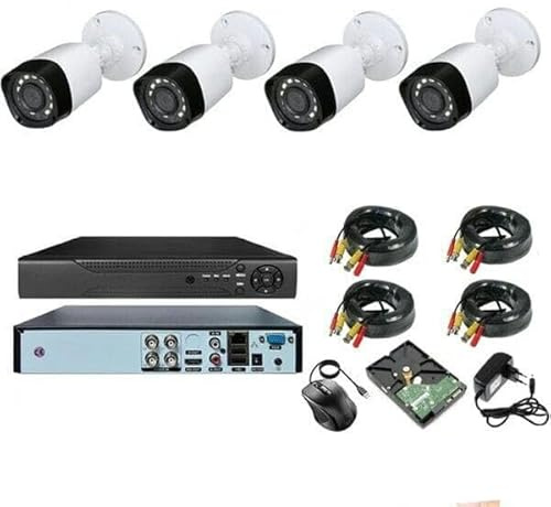 Kit de Vidéosurveillance Caméras de Surveillance AHD 2Mpx 4 Caméras 1080P Full-Hd Hdd 250