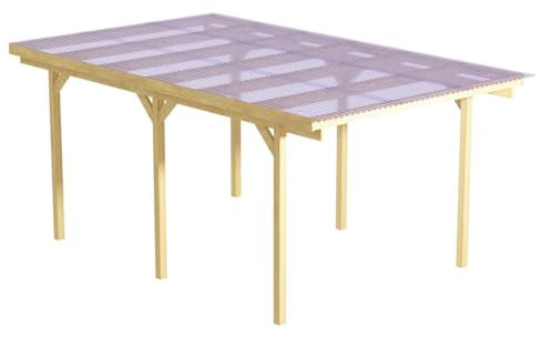 Wood & Play Granit I Garagenüberdachung für ein Auto - Hochwertige Verarbeitung - Selbstmontage - Stabil und langlebig - Solide Basis - Vielseitig einsetzbar - 300 x 500 cm (Pfosten 210 cm) + PVC Dach