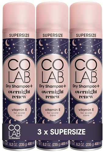 COLAB+ SUPERSIZE Dry Shampoo, Overnight Renew, 400ml, 3 Pack - Works While You Sleep, Absorbs Oil, Conditions & Cares For Scalp, Calming Scent
