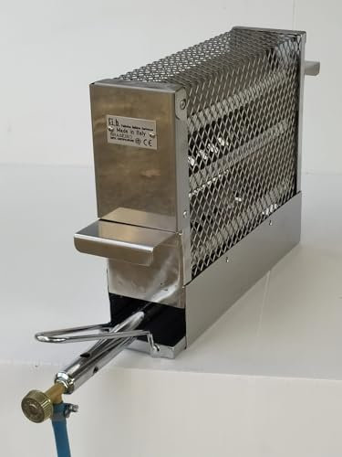 MOD. BRASÈIRO MAXI, BRACIER À GAZ GPL POUR BARBECUE À CUISSON VERTICALE, en acier inoxydable, rapide à l'allumage et à l'arrêt, idéal pour viande, poisson, légumes, fruits
