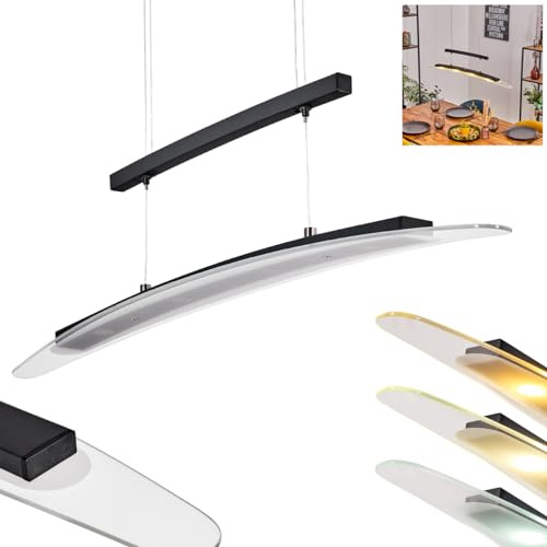 HOFSTEIN LED Pendelleuchte Casalino, dimmbare Hängelampe aus Metall/Glas in Schwarz/Klar, moderne Hängeleuchte mit Touchdimmer, Höhe max. 154 cm, 16 Watt, CCT 3000-6000 Kelvin, 1600 Lumen, Esszimmer