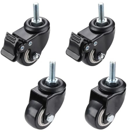 4 Stücke Möbelrollen Schwerlast 120kg 1,5 zoll 40mm 360 Drehbare Schraube Lenkrollen Trolley Gummischutz(Bundle C)