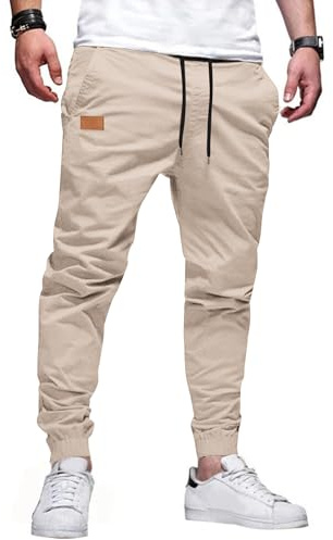 TARAINYA Byxor herr chinos joggingbyxor bomull stretch cargobyxor dragsko män med fickor, C aprikos, XXL