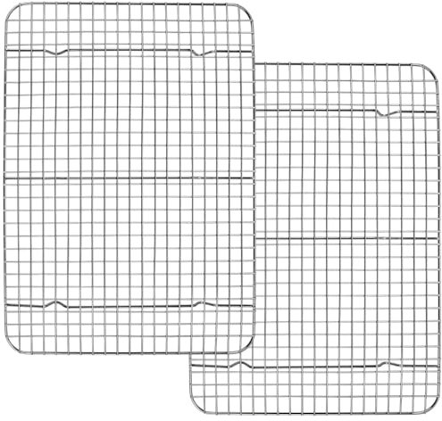 STOUCLA Rejilla para Enfriar, Rejilla para Pasteles Rectangular de Acero Inoxidable, Rejilla para Hornear Reutilizable, para Hornear, Asar, Enfriar, Apta para lavavajillas, 38,9x28,5x2 cm, 2 Piezas