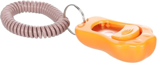 Flamingo Clicker für Welpe Xer Ocker - 6,5x4x2,5cm - Mit einem Druckknopf und Flexible Schnur - Schieberegler auf der Rückseite, um 4 Verschiedene Höhen einzustellen