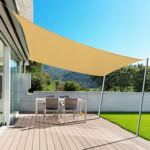 AXT SHADE Vela Ombreggiante Impermeabile Rettangolare 2x4m Tenda a Vela Parasole e Protezione Raggi UV per Esterno Giardino Terrazza-Sabbia