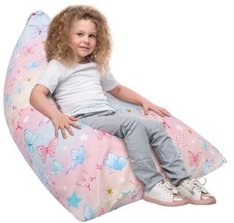 Kids Bean Bag - COVER ONLY - Large Stuffed Animal Storage Bean Bag for Kids Girls Toddler,No Filling-Butterfly