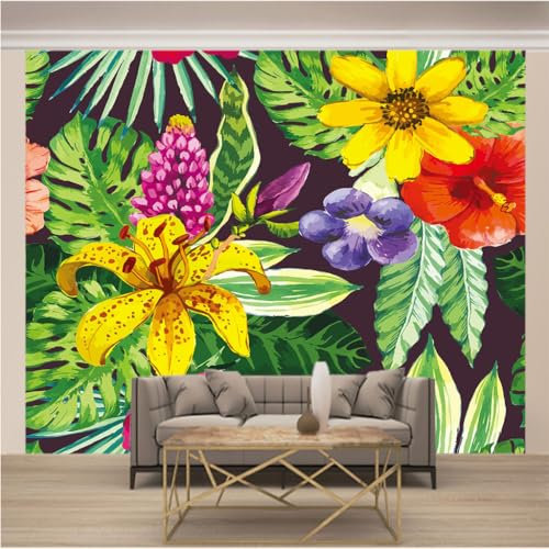 Papier Peint Panoramique Trompe l'oeil 3d Chambre Adulte Enfants Art Papier Peint Intissé Mural Moderne Toison Salon Chambre à Coucherr Salle L 200cm x 140cm (Largeur x Hauteur) Fleurs Elégantes