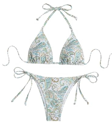 GORGLITTER Bikini Damen Set Neckholder Badeanzug Boho Triangle Bikini Set