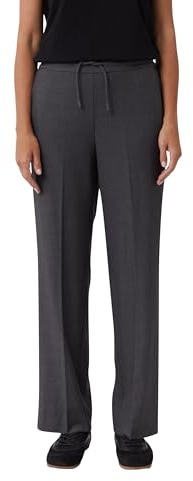 Comma Damen Klassische Hose Melierte Wide-Leg-Hose mit Elastikbund