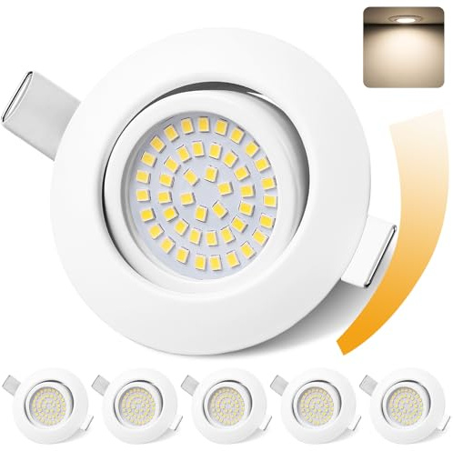 GeyouLux LED Einbaustrahler 230V Dimmbar 68mm 6W IP44 LED Spots 6er set