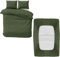 MOONLIGHT20015 Double Bedding Set 4 Piece Duvet Cover Fitted Sheet with Pillow cases Soft Brushed Microfiber Duvet Cover sets Olive Green