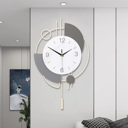 TOHOOYO Wanduhren für Wohnzimmer Dekoration große dekorative Wanduhren batteriebetrieben für Schlafzimmer Küche Büro Haus große Metallwanduhr mit Pendel stille Wanduhr Nicht tickend 13x21.65Zoll