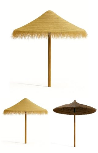 Jardin202 - Sombrilla Natural de Brezo o Esparto | Comunidades, Chiringuitos, Jardín y Piscina | Resistente y Artesanal | Parasol Tropical | Mediana (Esparto)