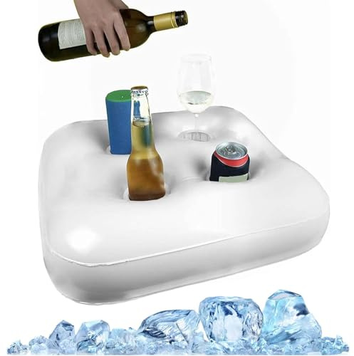Aufblasbarer Getränkehalter, Poolbar Aufblasbar mit 4 Aufbewahrungslöchern, Schwimmendes Tablett für Pool und Strand, Ideal für Sommerpartys und Urlaub