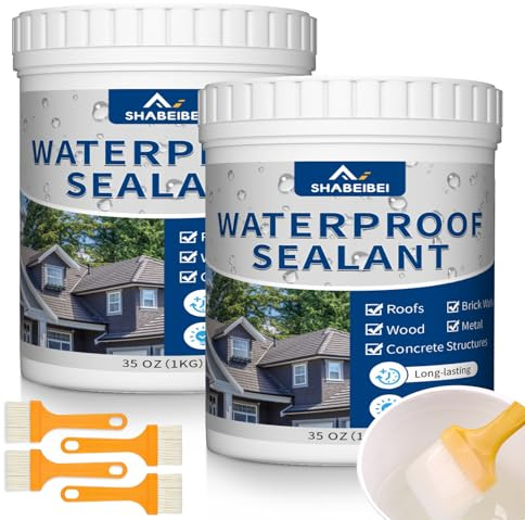 Sigillante Impermeabile Liquido 2KG, Rivestimento Trasparente Cristallino, Colla Impermeabile per Perdite, Adatto per Legno, Cemento, Tetto, Uso Interno ed Esterno