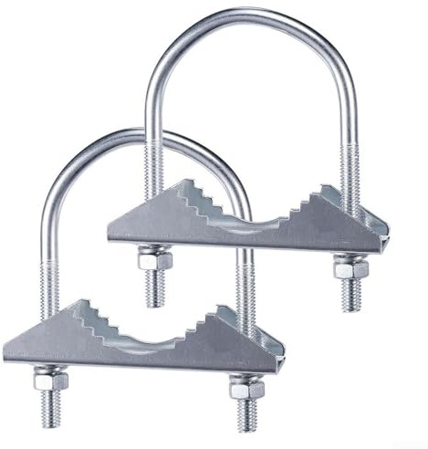 Lot de 2 supports d'antenne en métal - Matériel de montage en U - Mât d'antenne - Accessoires pour CB Ham TV