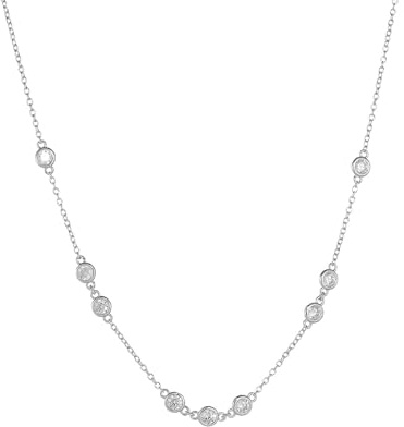 Beydodo Halskette Damen Weißgold 750, Collier Kette 45CM Weißgold mit Moissanite Halskette für Frauen Hochzeit