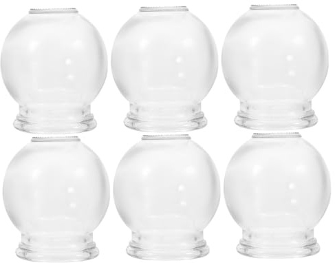Mikinona 6 pièces Lot de Ventouses Verre Épaisses pour Massage par Aspiration Appareil de Thérapie par Ventouses pour Amélioration Circulation Sanguine et