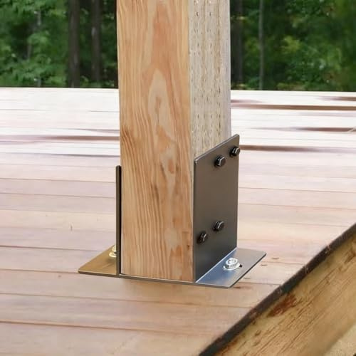 HEBEOT Base de poteau en acier robuste de 10,2 x 10,2 cm, support d'ancrage en béton avec intérieur de 8,9 x 8,9 cm, convient pour les balustrades, clôtures, boîtes aux lettres, structures de patio (1