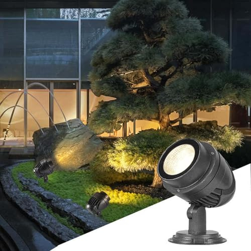 GUODDM Fari A LED A Fascio Stretto - Proiettori da Esterno A 220 V, Illuminazione per Alberi con Tecnologia COB, Fari da Giardino Impermeabili IP65, Ideali per Ville, Cortili E Prati(Warm Light,30w)