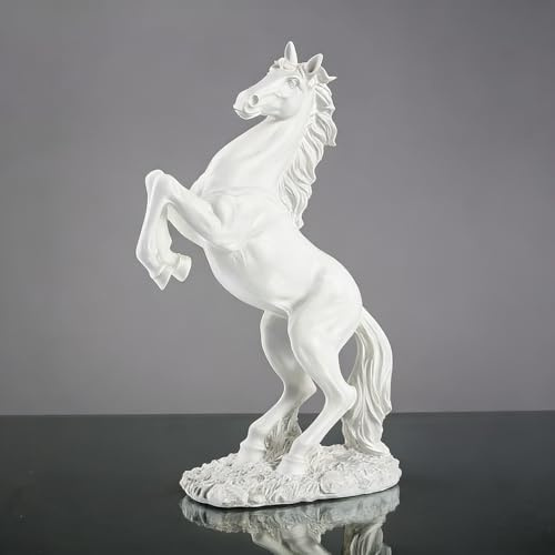 PIGPIGFLY Pferde Skulptur aus Resin - Elegante Pferdefigur für Moderne Wohnzimmer Deko, Tierstatue als Home Decoration und Sammlerstück（Weiss）