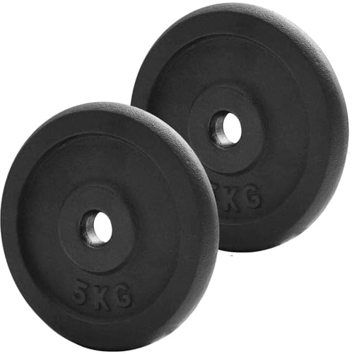 Komodo Set of 2x Cast Iron Weight Plates for 1 Inch Bars | Suitable for 1in standard barbells and dumbbells, Embossed for weight recognition, Large rim for grip