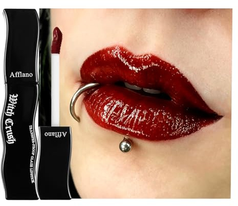Afflano Rossetto rosso scuro, a lunga durata, non adesivo, impermeabile, da donna, per uso quotidiano, gotico, Halloween, vampiro, cosplay, #03