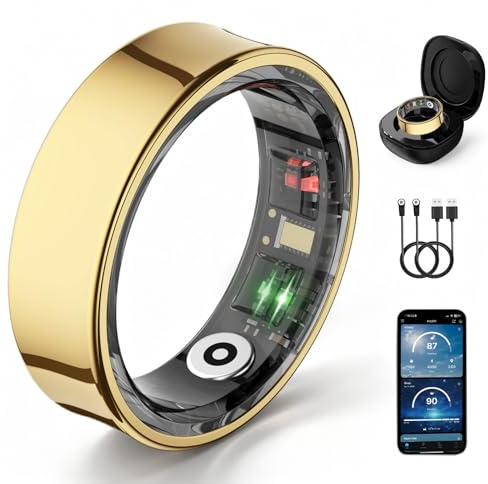 UouNeaCo - Anillo inteligente de acero inoxidable para hombres y mujeres, impermeable 5 ATM, podómetro, seguimiento de sueño, frecuencia cardíaca, seguimiento de actividad física, compatible con